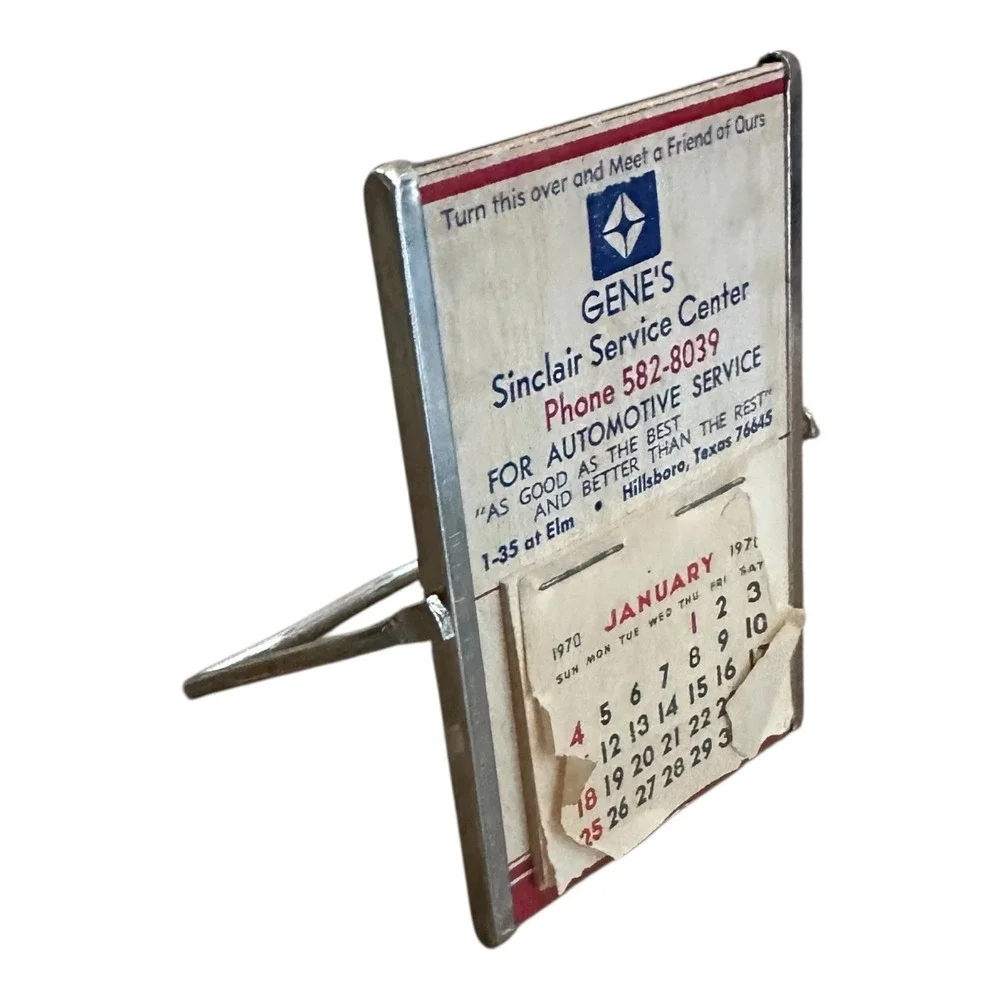 Vintage 1970‎ Calendar Mirror Advertisement Gene's Sinclair Unique USA Rare Htf